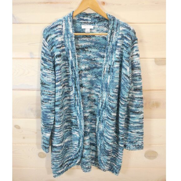 Christopher & Banks Cardigan Women's size L Blue Open-Front Sweater Cozy - Picture 1 of 9